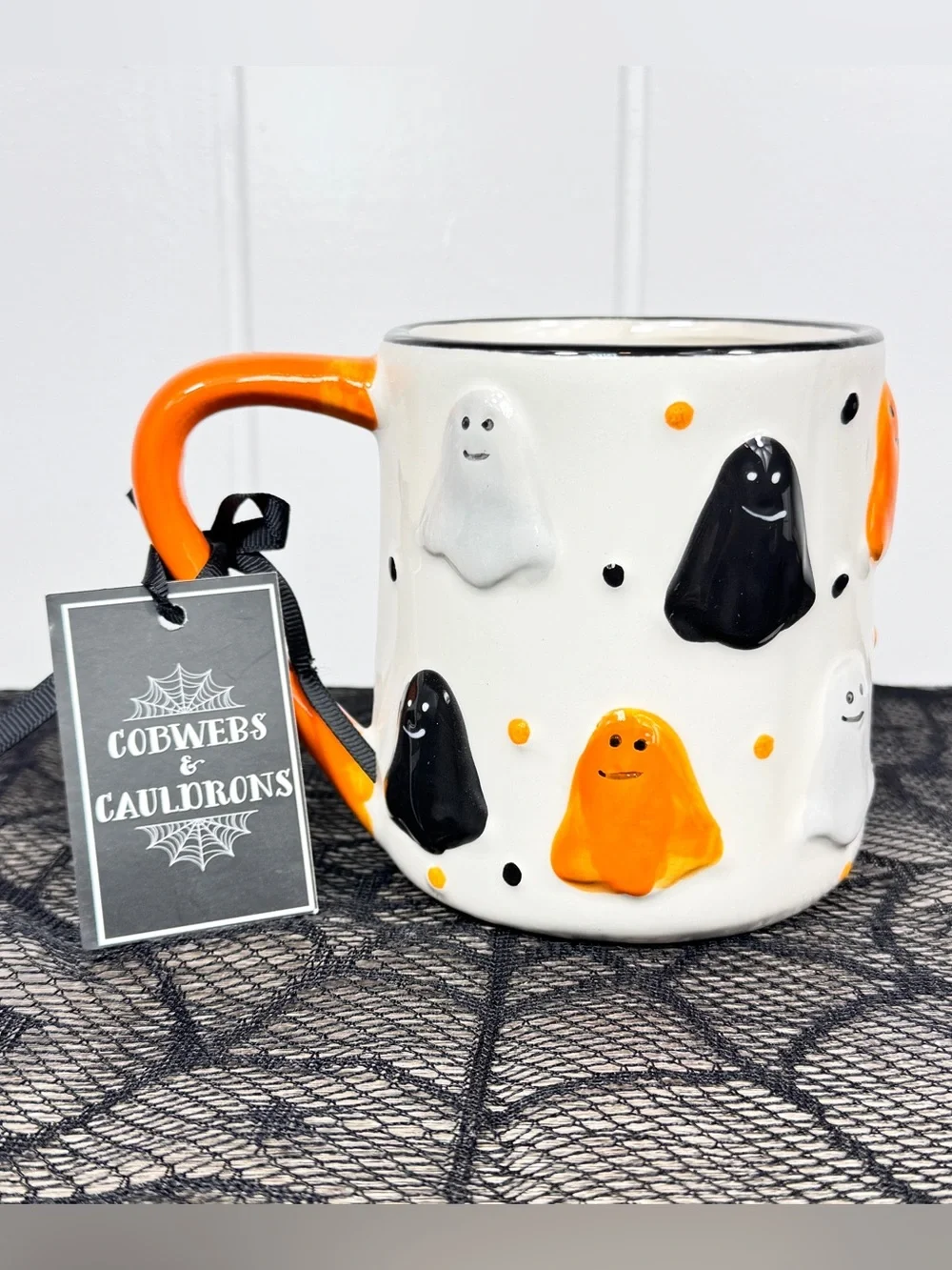 NEW Cobwebs & Cauldrons Ghosts Halloween Mug